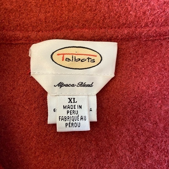 Talbots alpaca wool size XL burnt orange in color button closure 2 zip pockets - Picture 5 of 9